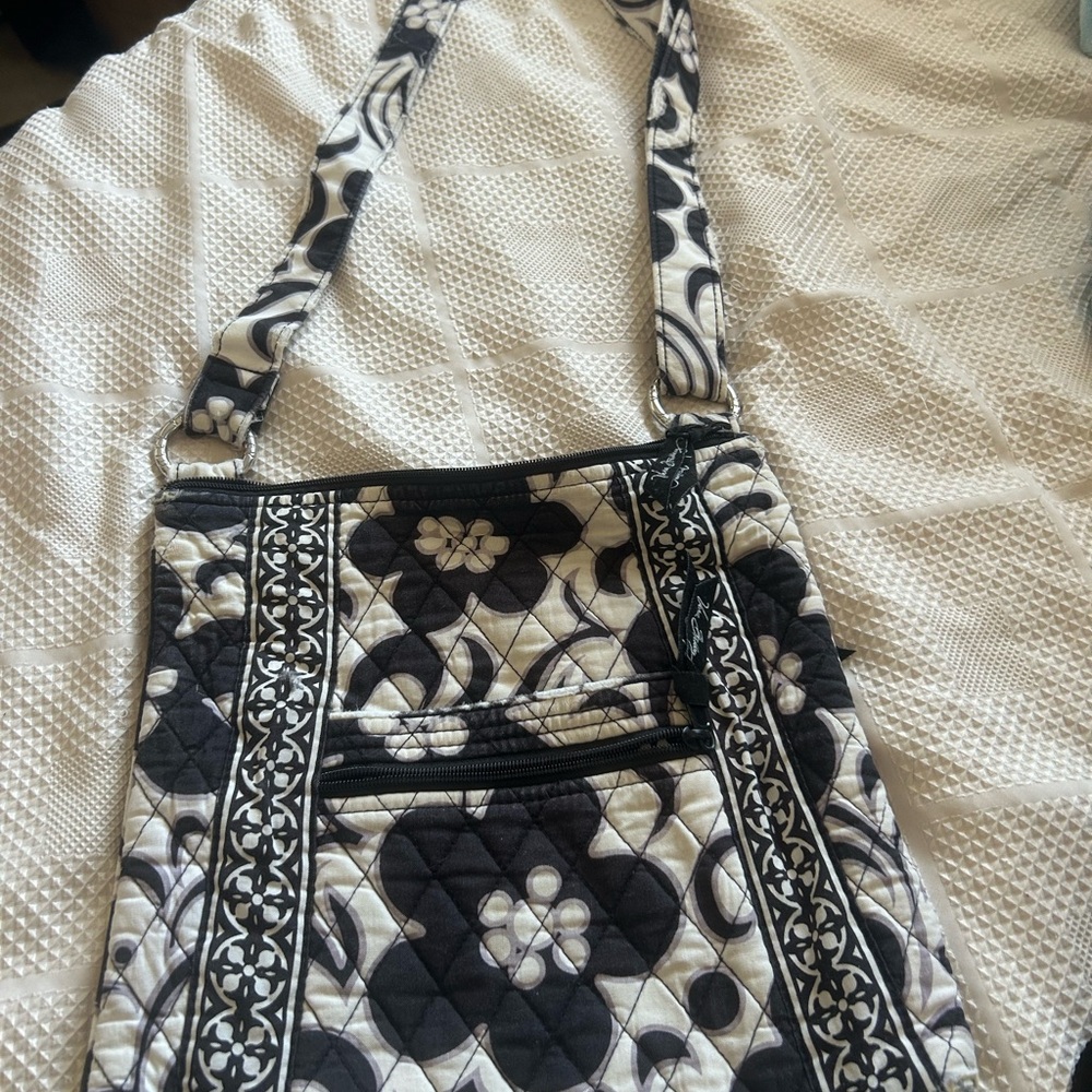 Vera Bradley Black and White Quilted Floral Crossbody